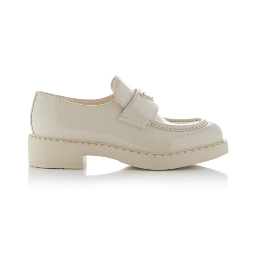 Prada Cream Loafers with Monk Strap and Chunky Sole